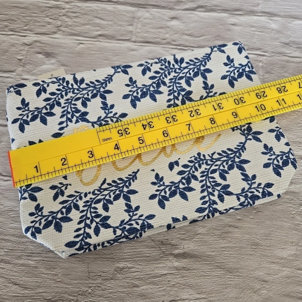 Bride zip pouch canvas lined makeup clutch